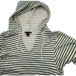 Willi Smith Medium blue white stripe hoodie sweatshirt 100%‎ cotton pockets crop
